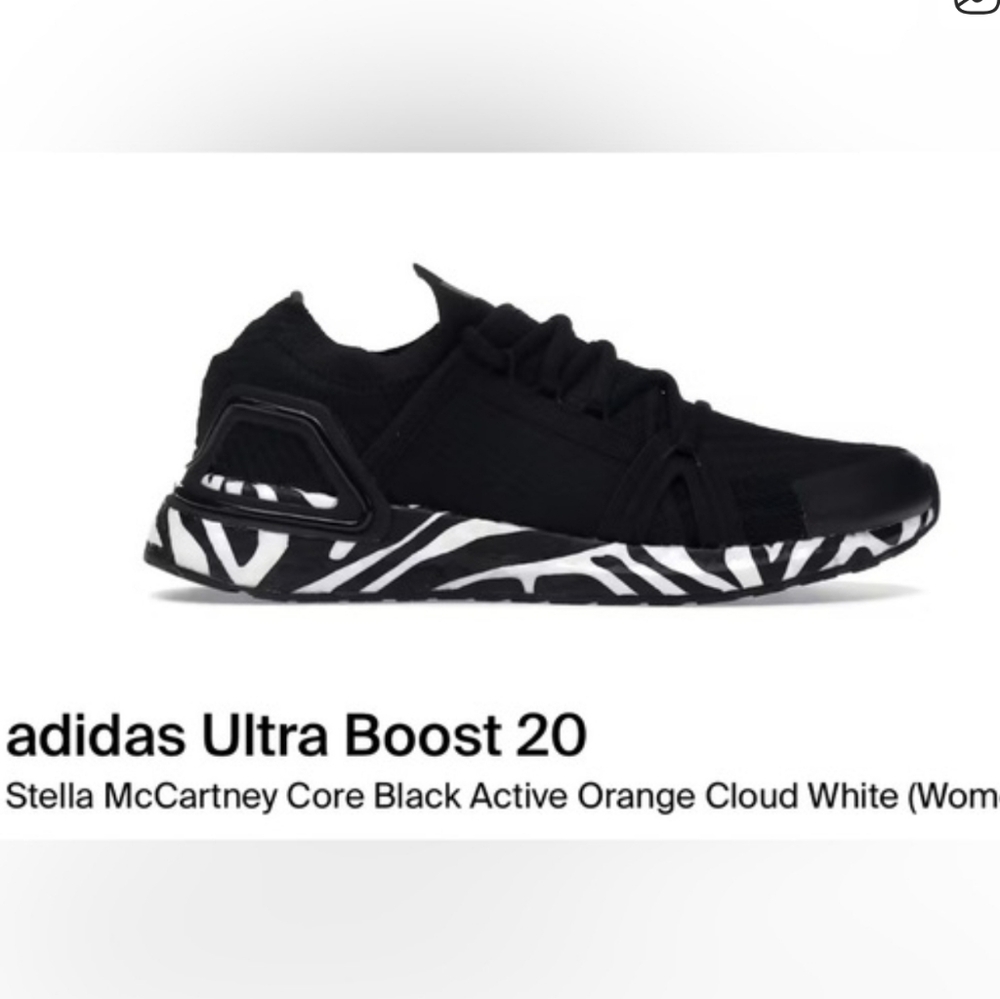 Adidas by Stella McCartney Black and White Sneakers, Size 8